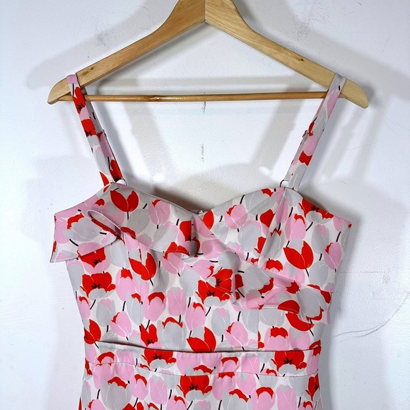 Black Halo Zalda Tulip Floral Ruffle Mini Dress Womens 8 Flounce Feminine - Picture 3 of 9